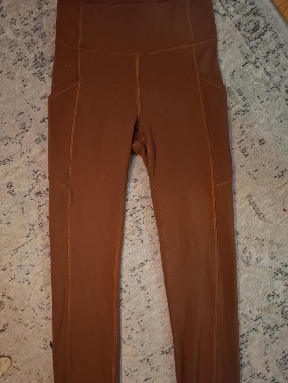 Lululemon High-Waist Rust Brown Active Leggings